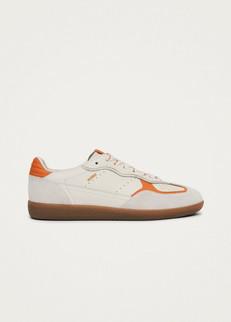 Tb.490 Rife Grain White Orange Leather Sneakers via Alohas