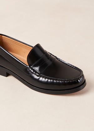 Rivet Black Leather Loafers from Alohas