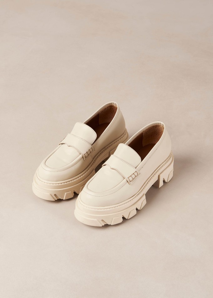 Cream leather hot sale loafers