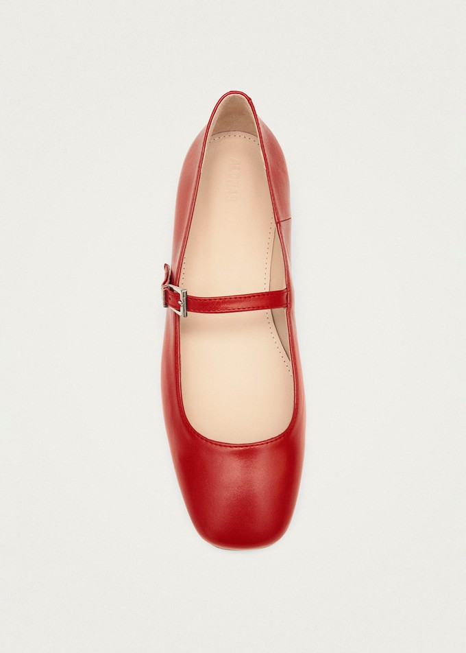 Por Do Sol Red Leather Ballet Flats from Alohas