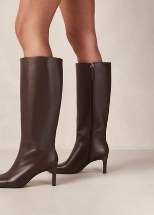 Isobel Coffee Brown Leather Boots from Alohas