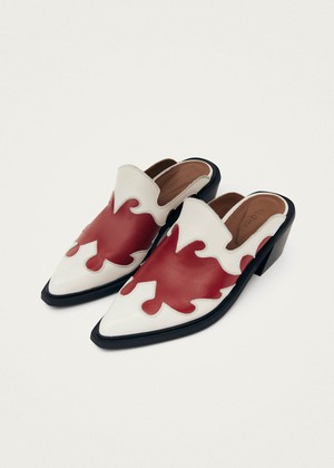 Weston Bicolor Red Cream Leather Mules from Alohas