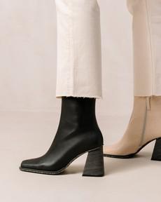 South Bicolor Corn Stone Beige Black Vegan Leather Ankle Boots via Alohas