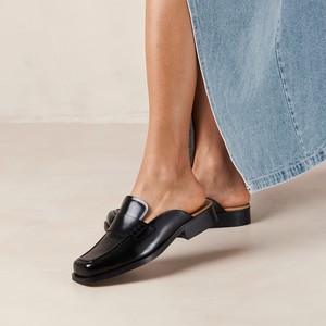 Alfred Black Leather Mules from Alohas