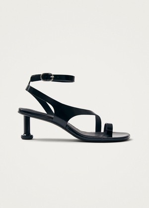 Miquela Onix Black Leather Sandals from Alohas