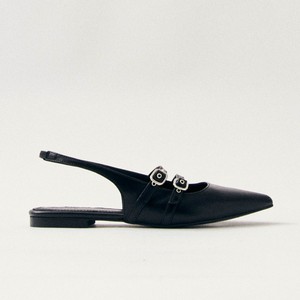 Wren Black Leather Ballet Flats from Alohas