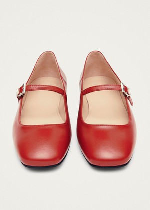 Por Do Sol Red Leather Ballet Flats from Alohas