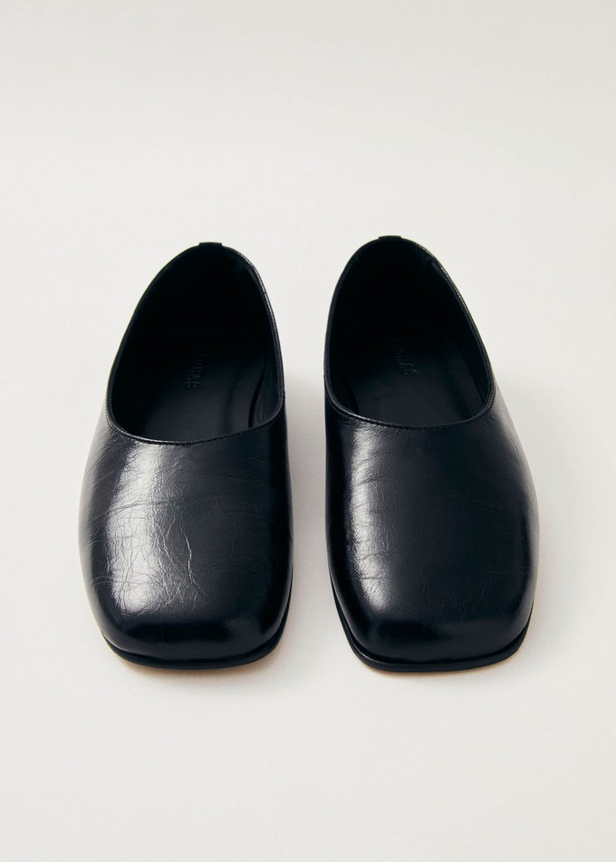Edie Black Leather Ballet Flats from Alohas