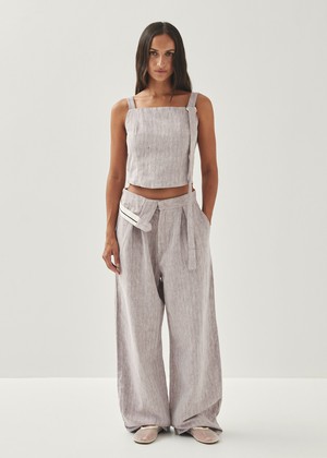 Moca Linen Brown Trousers from Alohas