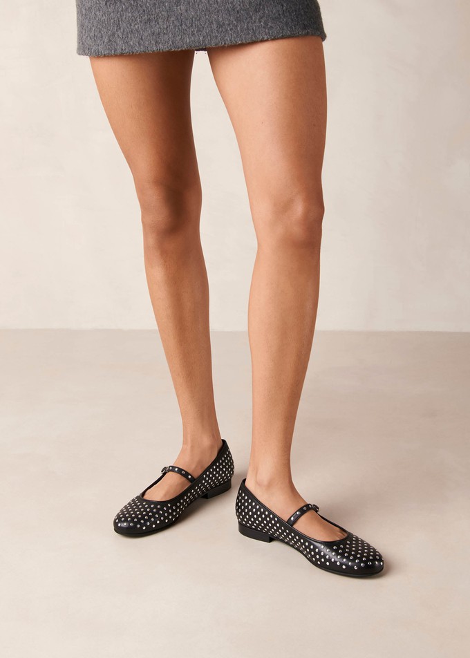 Lucien Black Leather Ballet Flats from Alohas