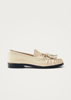 Marietta Onix Cream Leather Loafers from Alohas