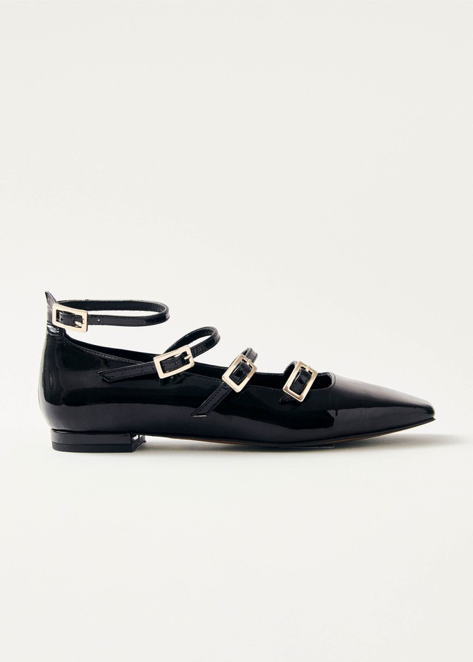 Luke Onix Black Leather Ballet Flats from Alohas