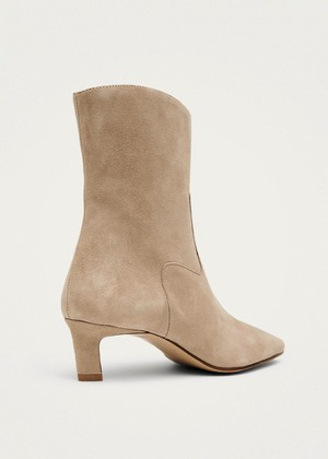 Nash Suede Beige Leather Ankle Boots from Alohas