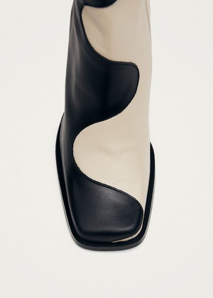 Blair Bicolor Black Cream Ankle Boots from Alohas