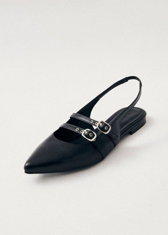 Wren Black Leather Ballet Flats from Alohas