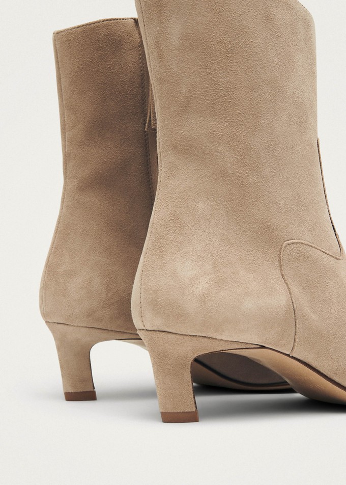 Nash Suede Beige Leather Ankle Boots from Alohas