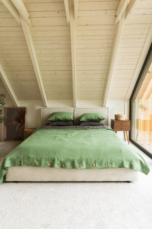 Linen duvet cover in Matcha Green from AmourLinen