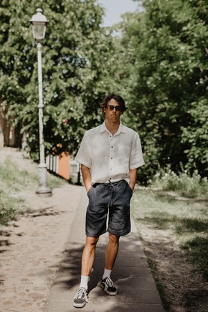 Classic linen shorts HERMES XXL Charcoal from AmourLinen