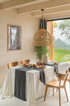 Linen table runner in Charcoal from AmourLinen