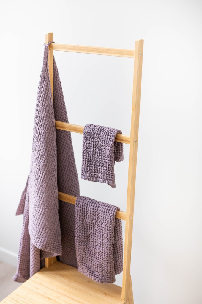 Linen waffle bath towel in Dusty Lavender from AmourLinen