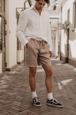 Linen shorts ARES in Rosy Brown from AmourLinen