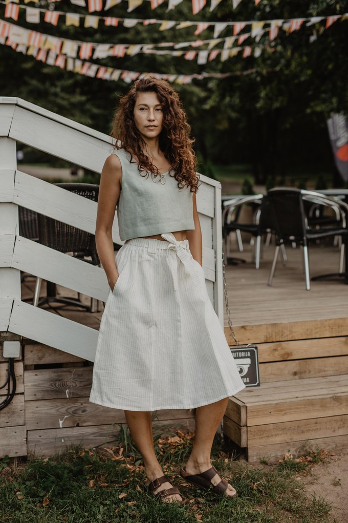 Bergen mid-length linen skirt in Cream | sale from AmourLinen