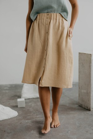 Linen skirt with buttons DAISY S Mustard from AmourLinen