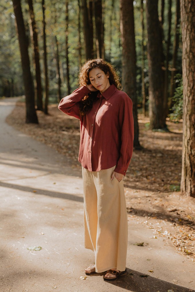 Wide linen pants ISABELLA in Mustard from AmourLinen