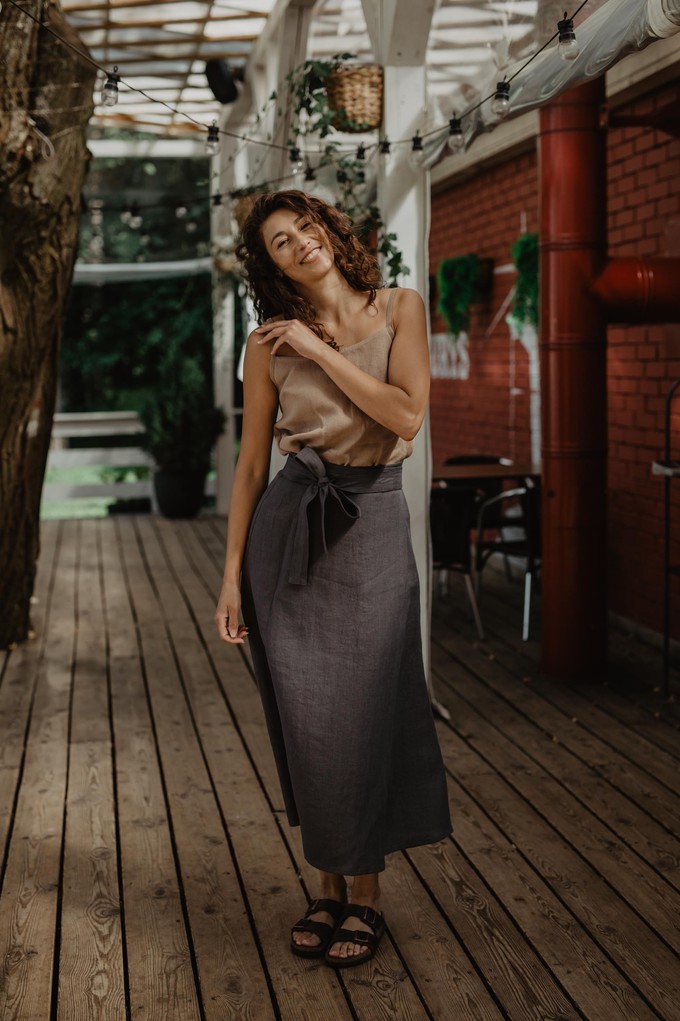 Linen wrap skirt IRIS in Charcoal from AmourLinen