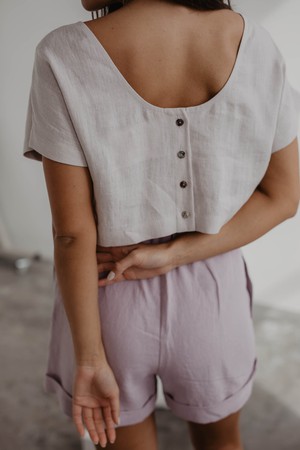 Linen crop top with buttons LISA from AmourLinen