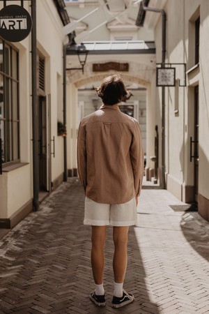 Classic linen shirt HECTOR in Rosy Brown from AmourLinen