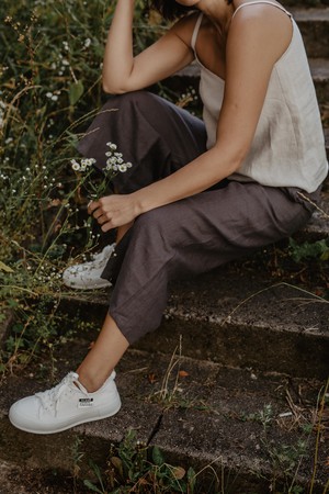 Linen pants Tokyo in Charcoal from AmourLinen