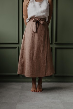 Linen wrap skirt IRIS in Rosy Brown from AmourLinen