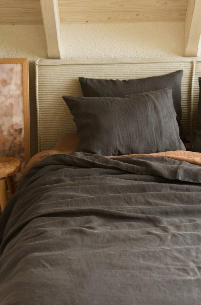 Linen pillowcase in Charcoal from AmourLinen