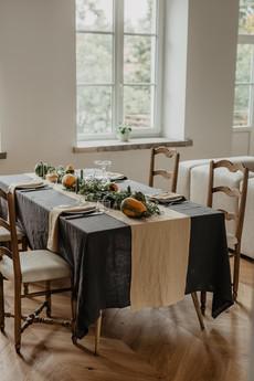 Linen tablecloth in Charcoal via AmourLinen