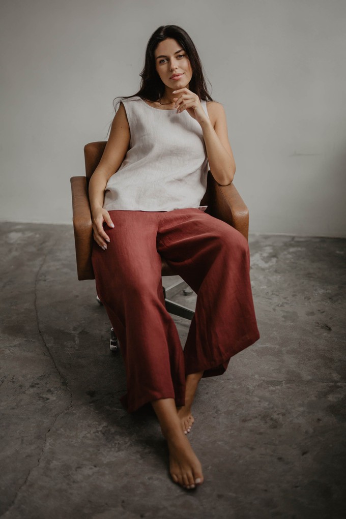 Wide linen pants ISABELLA in Terracotta from AmourLinen