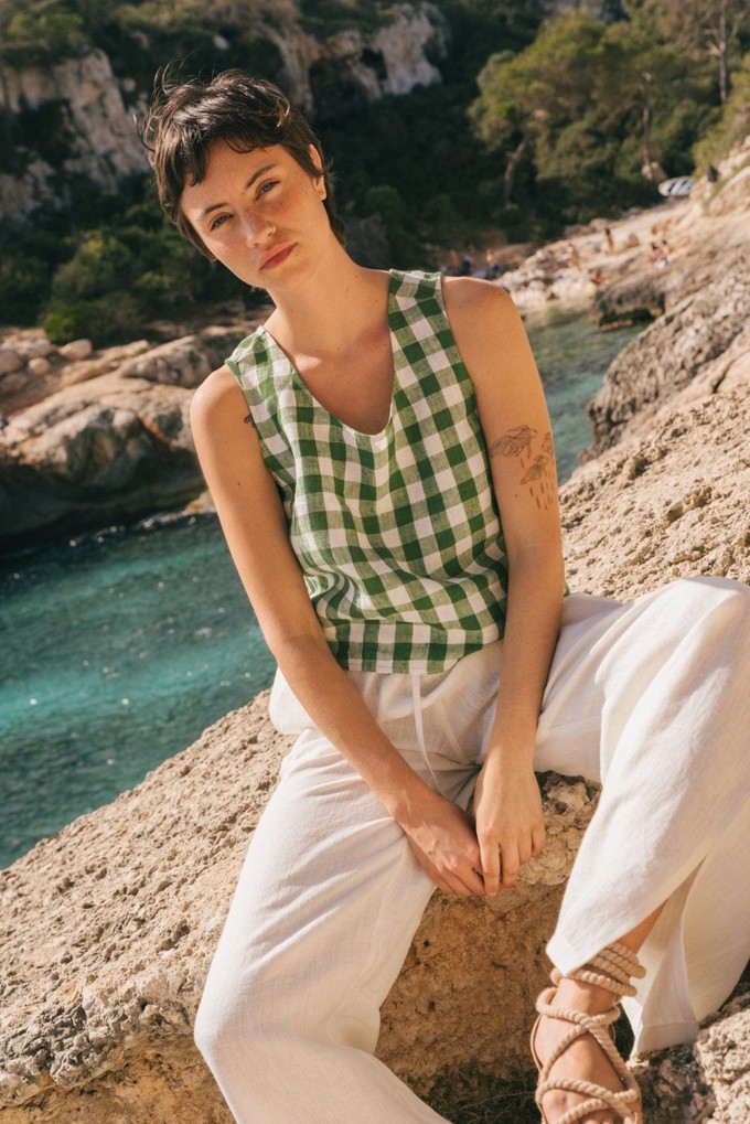 LEAH wide linen pants with slits in White from AmourLinen