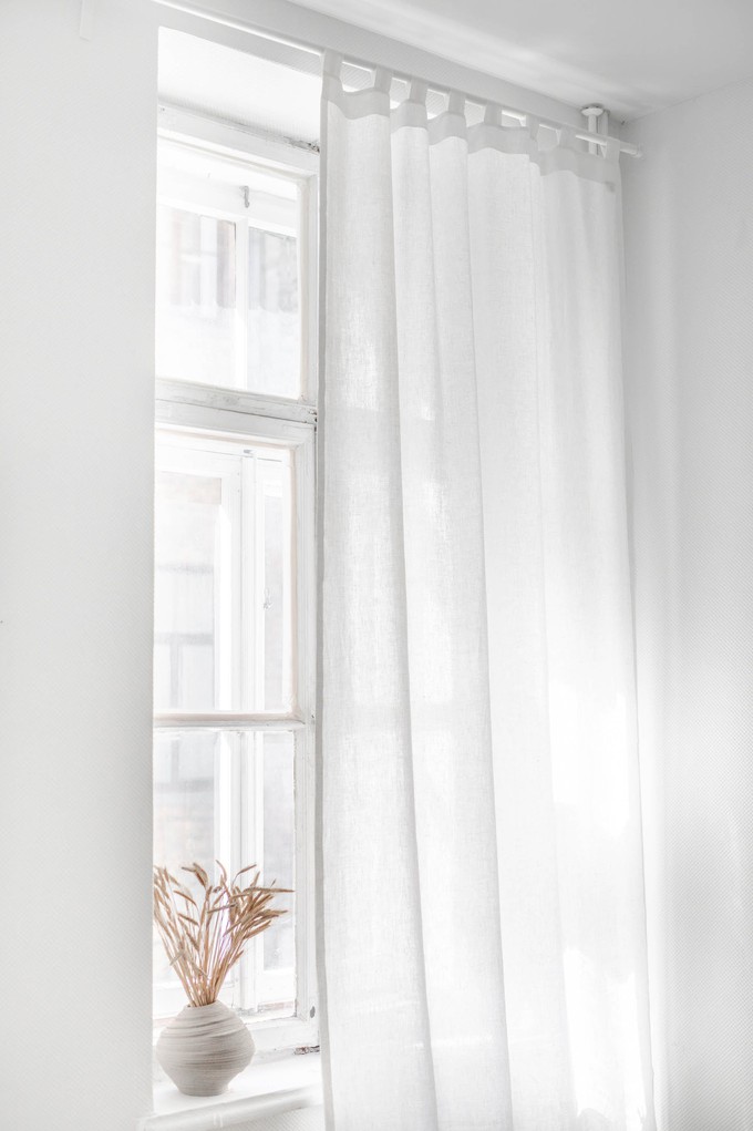 Tab top linen curtain - 53x76" / 135x193cm / White from AmourLinen