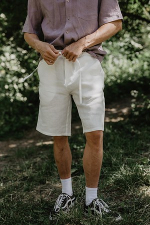 Classic linen shorts HERMES in White from AmourLinen