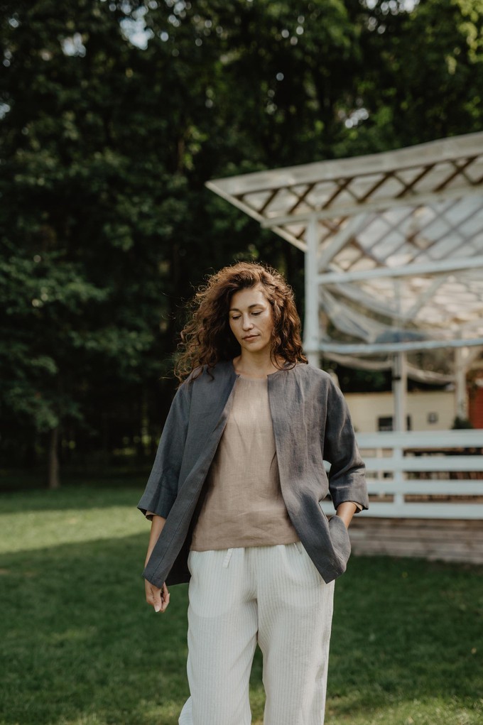 Linen oversized jacket Kyiv L Sage Green from AmourLinen