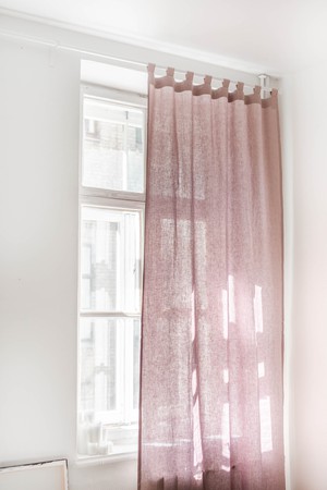 Tab top linen curtain in Dusty Rose from AmourLinen