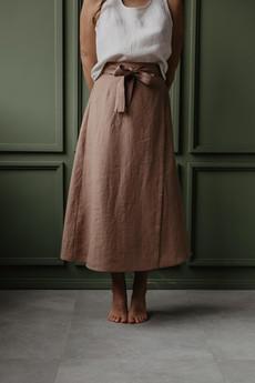 Linen wrap skirt IRIS in Rosy Brown via AmourLinen