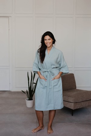 Linen bathrobe Midnight from AmourLinen