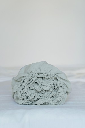 Linen fitted sheet in Sage Green from AmourLinen