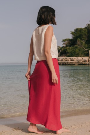 CIARA linen slip skirt in Viva Magenta from AmourLinen