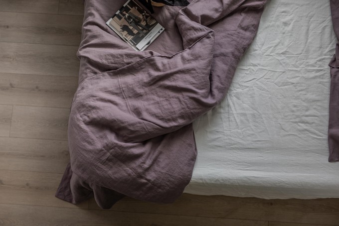 Linen duvet cover in Dusty Lavender from AmourLinen