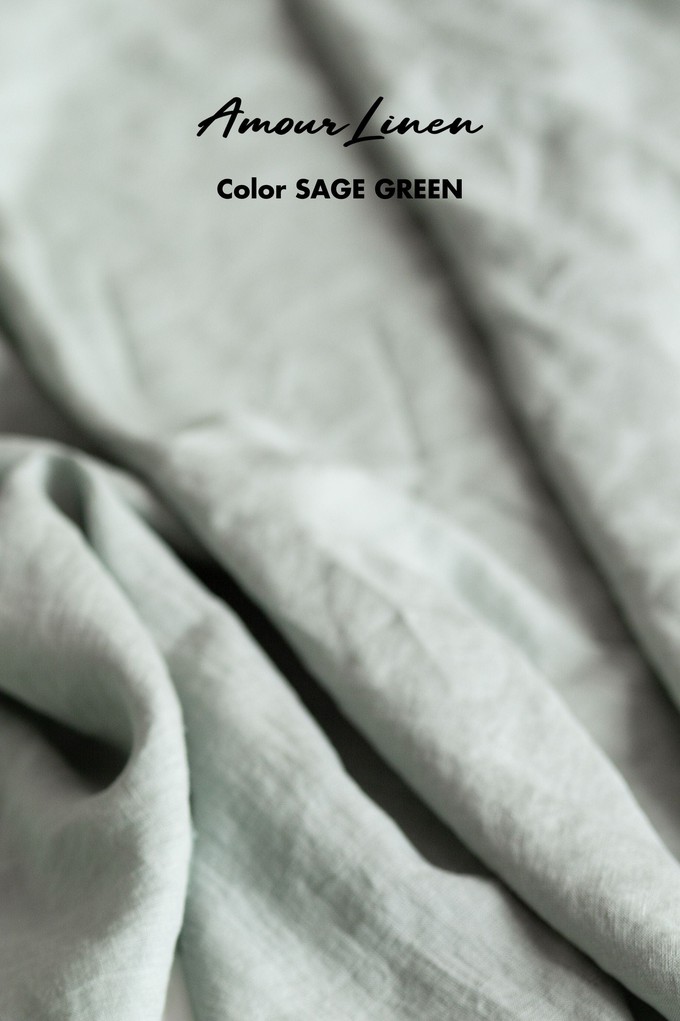 Bergen mid-length linen skirt L/XL Sage Green from AmourLinen