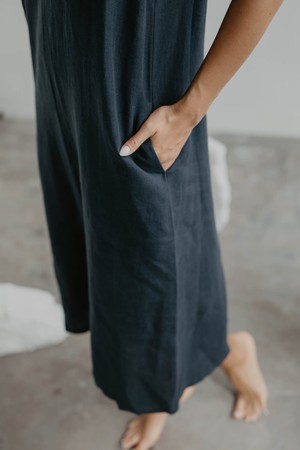 Linen long dress Jakarta S Charcoal from AmourLinen