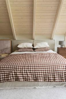 Linen bedding set in Mocha Gingham via AmourLinen