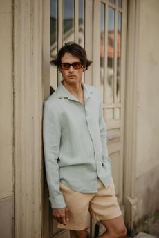 Classic linen shirt HECTOR in Sage Green via AmourLinen